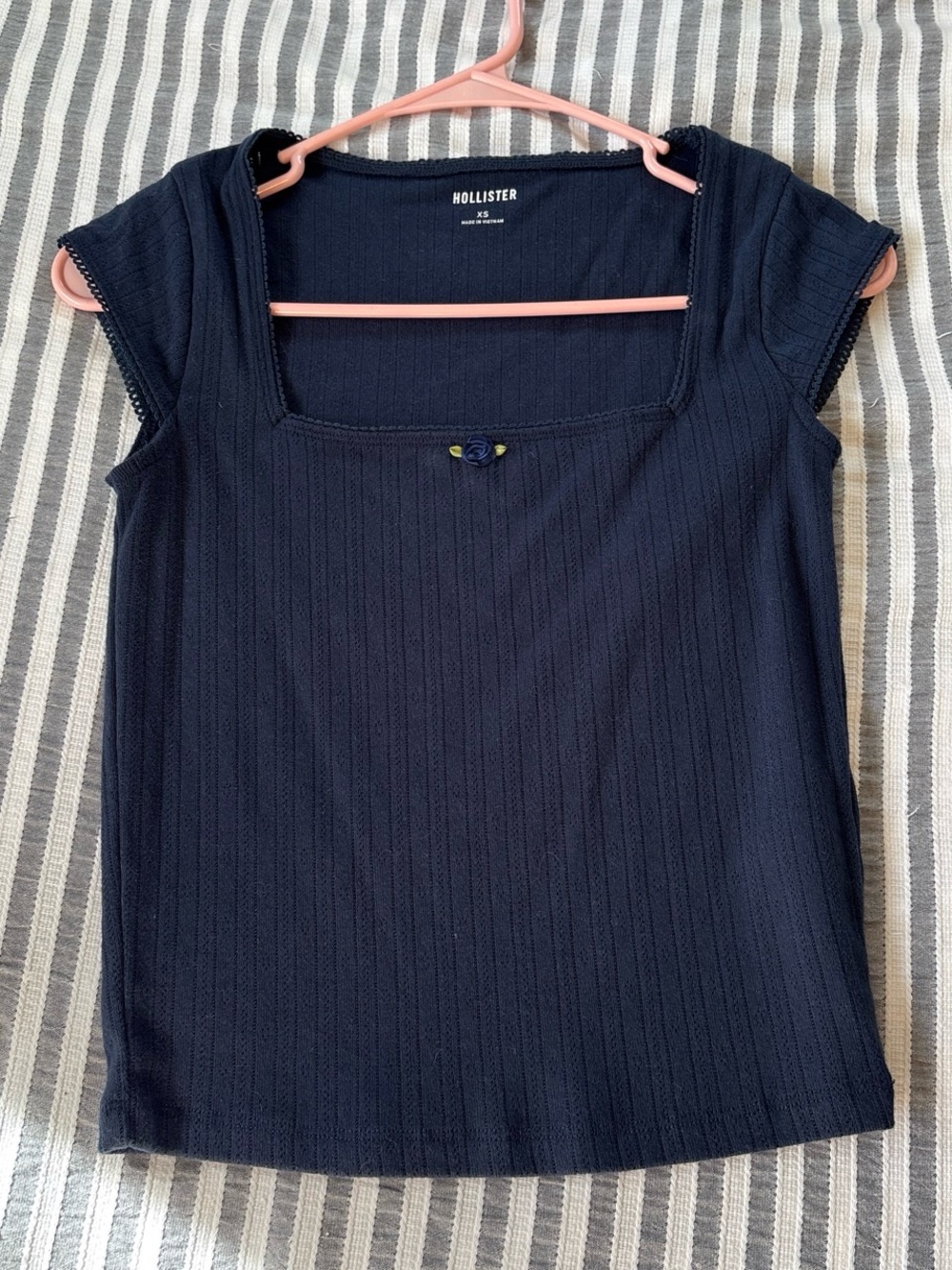 Hollister Navy Rib-Knit Square Neck Tank